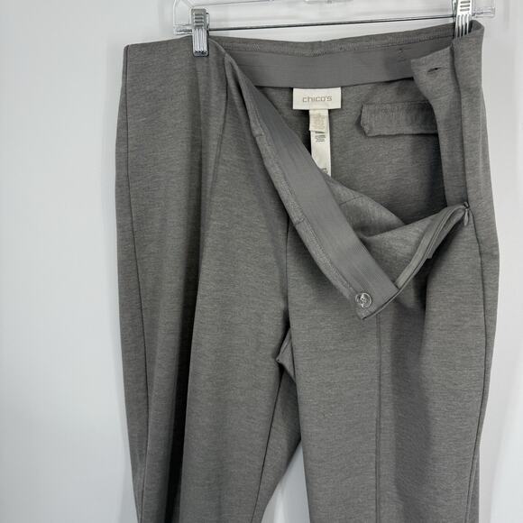 Chicos 3 The Lindy Side Zip Pants size XL Gray Seamed Stretch Knit 31" Inseam - Picture 6 of 9